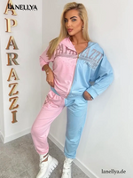 Freizeitanzug Damen Rosa Blau Komplett Set Paparazzi modern
