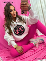 Pink Mania Damen Sweatshirt mit Logo-Print – Frontansicht