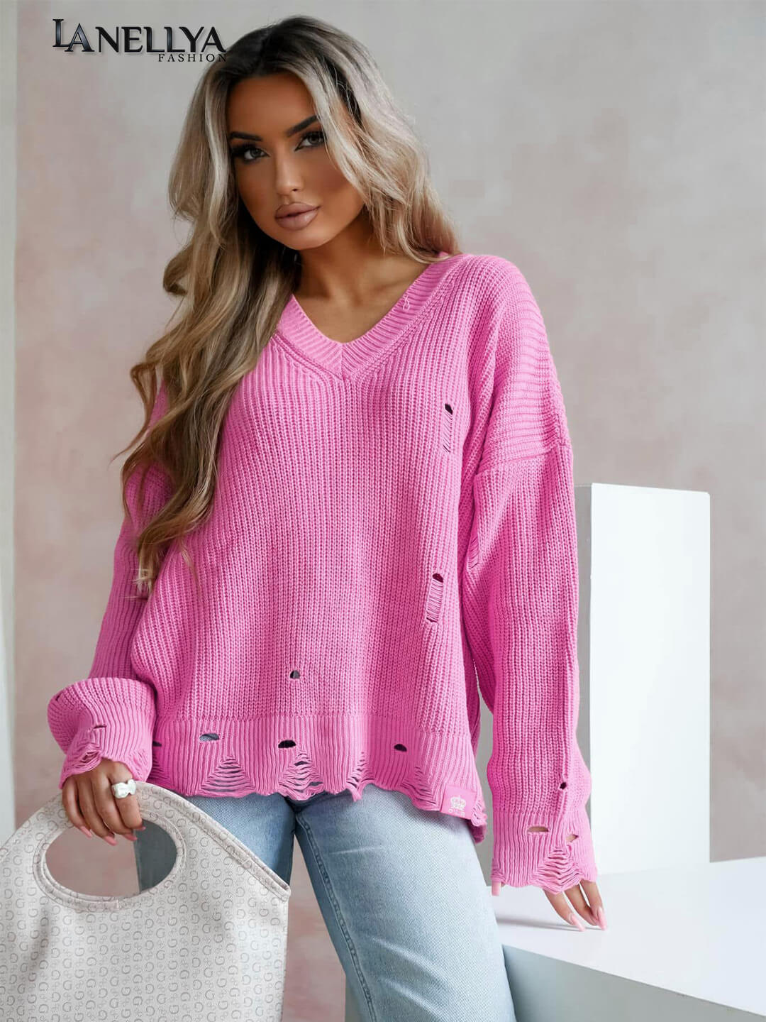 O'La Bianka Damen Pullover CUT OUT