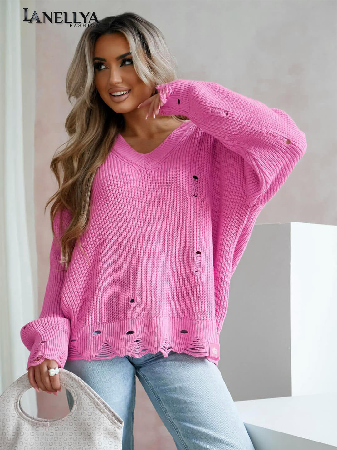 O'La Bianka Damen Pullover CUT OUT