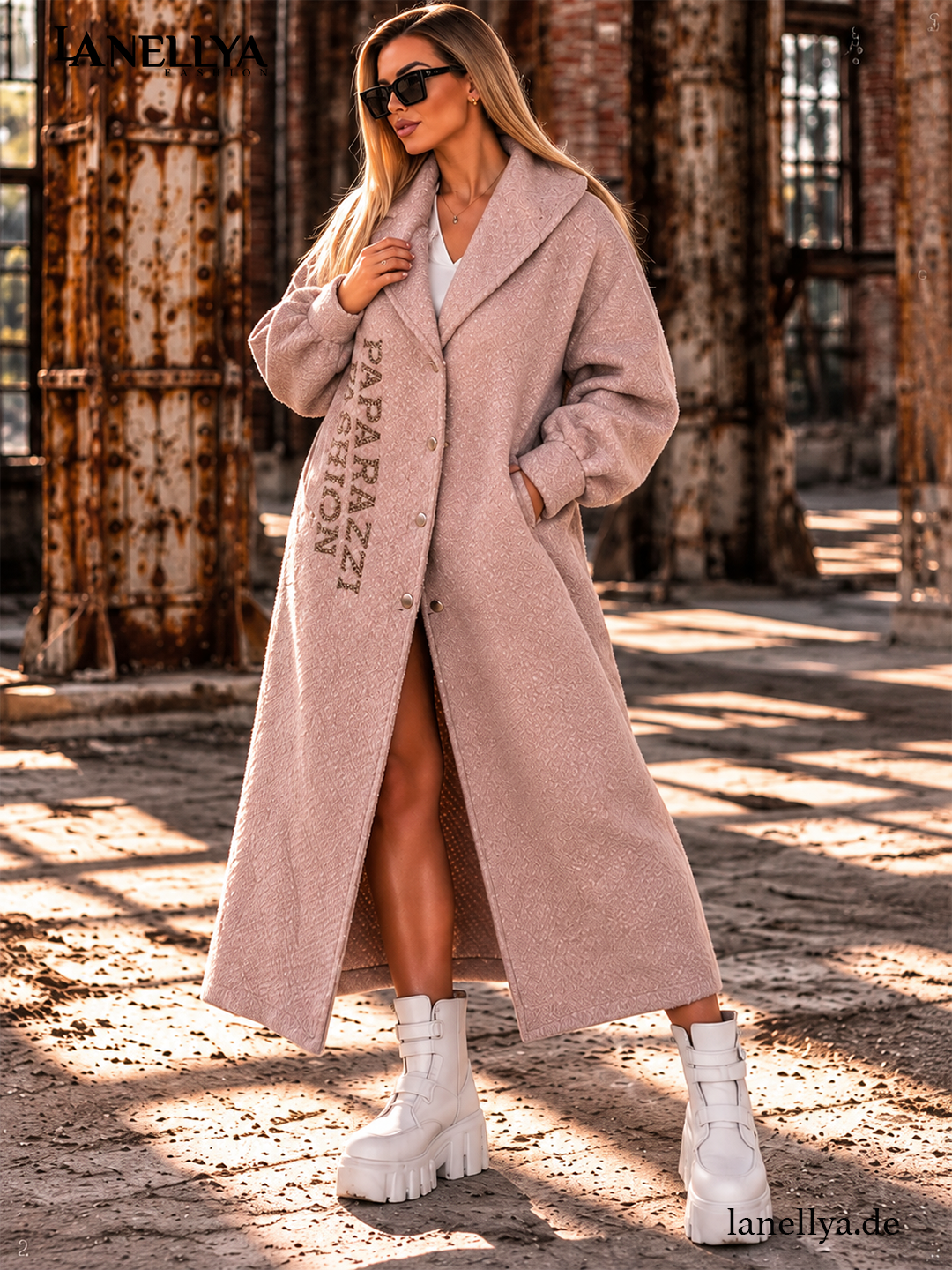 Paparazzi Damen Mantel Rosé – Eleganter Mantel mit Reverskragen