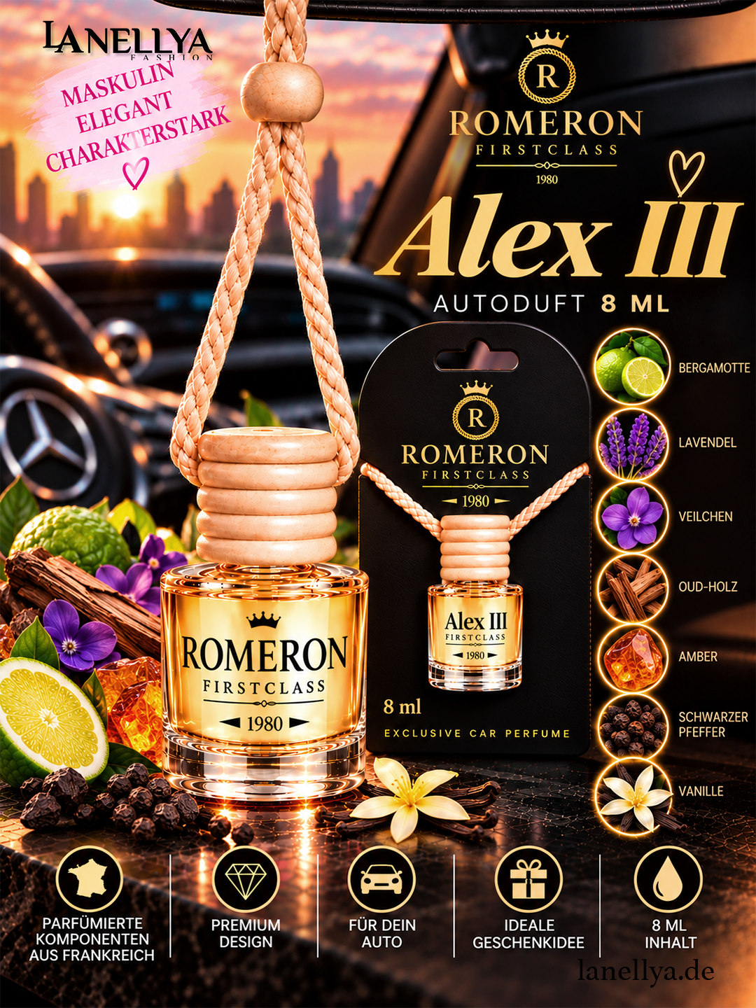 Romeron Autoduft Alex III 8 ml – Holzig, Würzig & Elegant