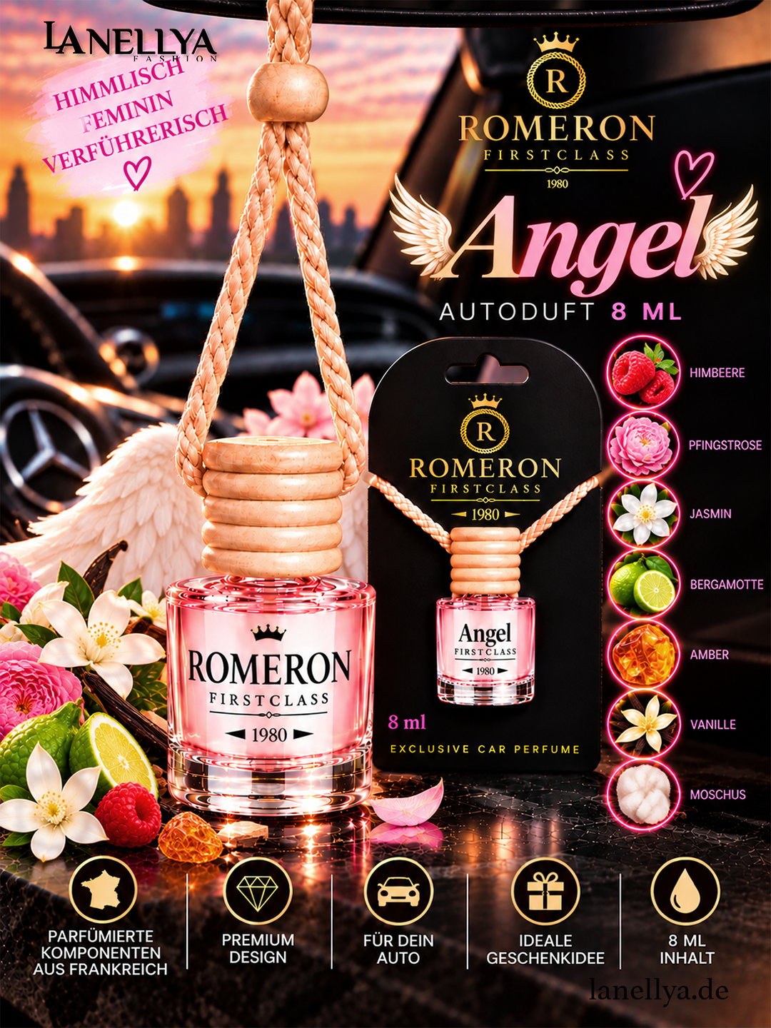Romeron Autoduft Angel 8 ml – Blumig, Süß & Sinnlich