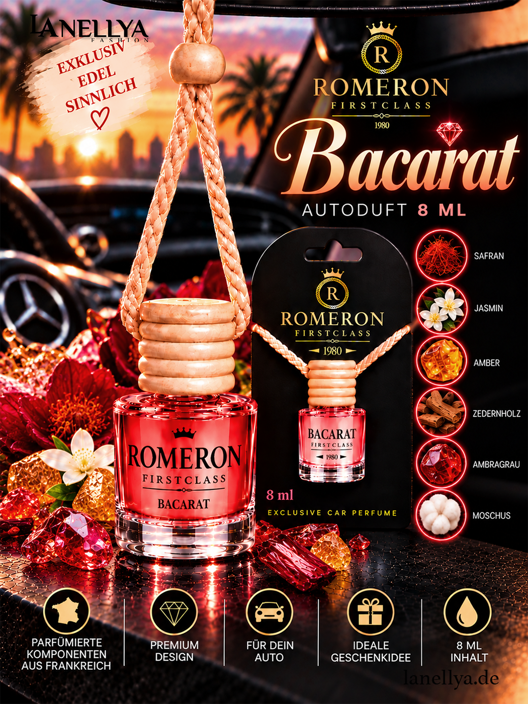 Romeron Autoduft Bacarat 8 ml – Warm, Elegant & Luxuriös