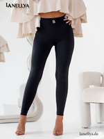 Basari Damen High Waist Leggings mit Schleife Schwarz