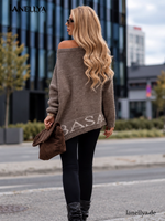 Basari Fashion Damen Strickpullover Taupe S XXL lässiger Look