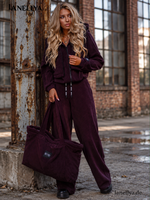 Basari Holly Damen Sweatshirt und Weste in Aubergine mit weicher Rippenstruktur und sportlich elegantem Design