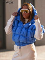 Bastet Damen Weste in Blau – Steppweste mit Kapuze Lanellya Fashion