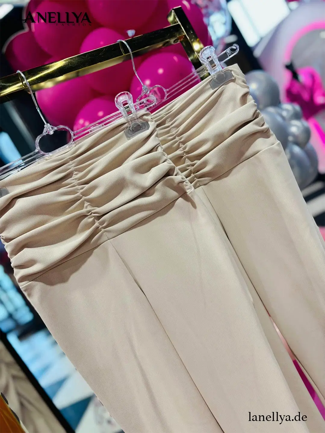 Beige High Waist Leggings Damen La Diva figurformend Premium