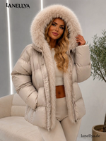 Beige Damen Steppjacke von Gerber Fashion mit regulierbarer Taille