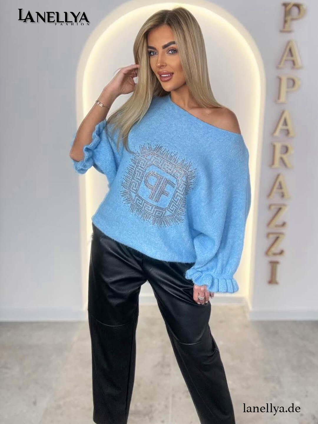 Blauer Damen Oversize Pullover Paparazzi Fashion