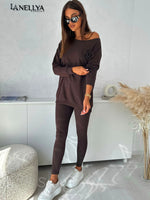 Braunes Damen Set – Aszmi Zweiteiler bequem und modern