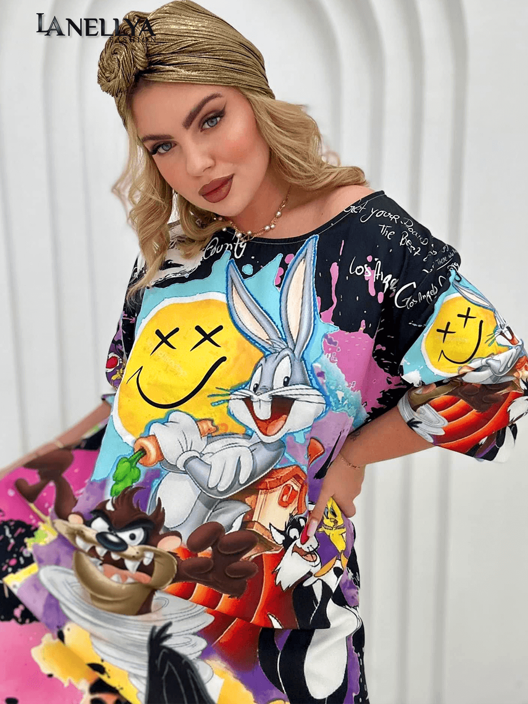 Buntes Shirtkleid mit Comic Motiv für Damen