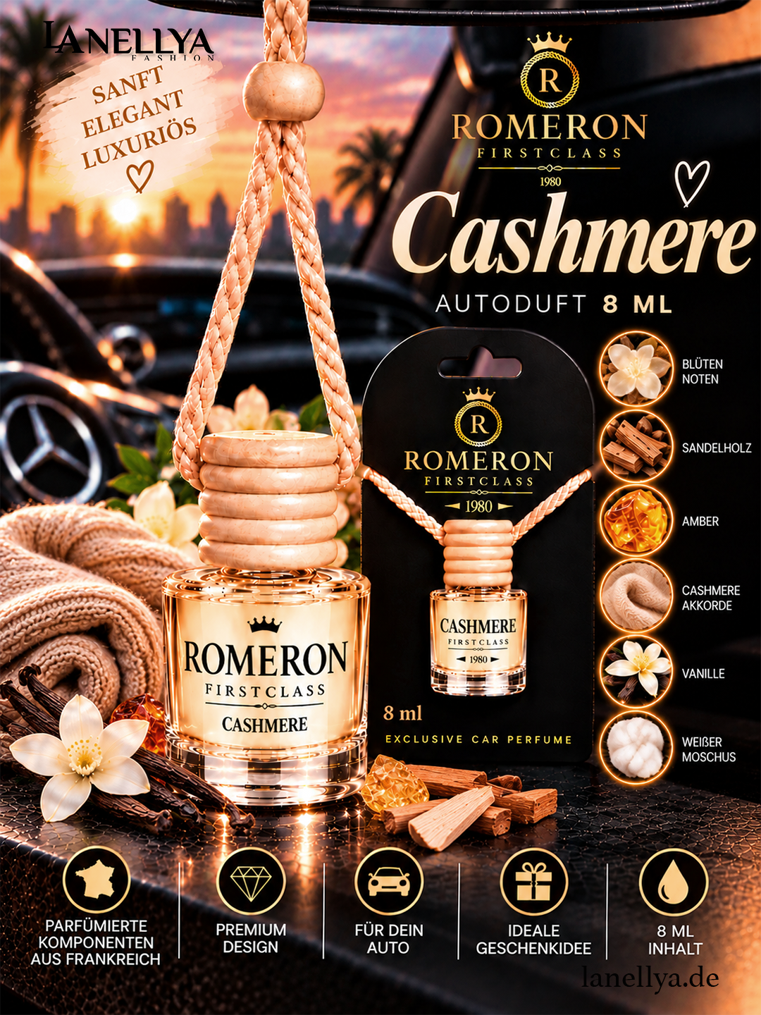 Romeron Autoduft Cashmere 8 ml – Warm, Weich & Elegant