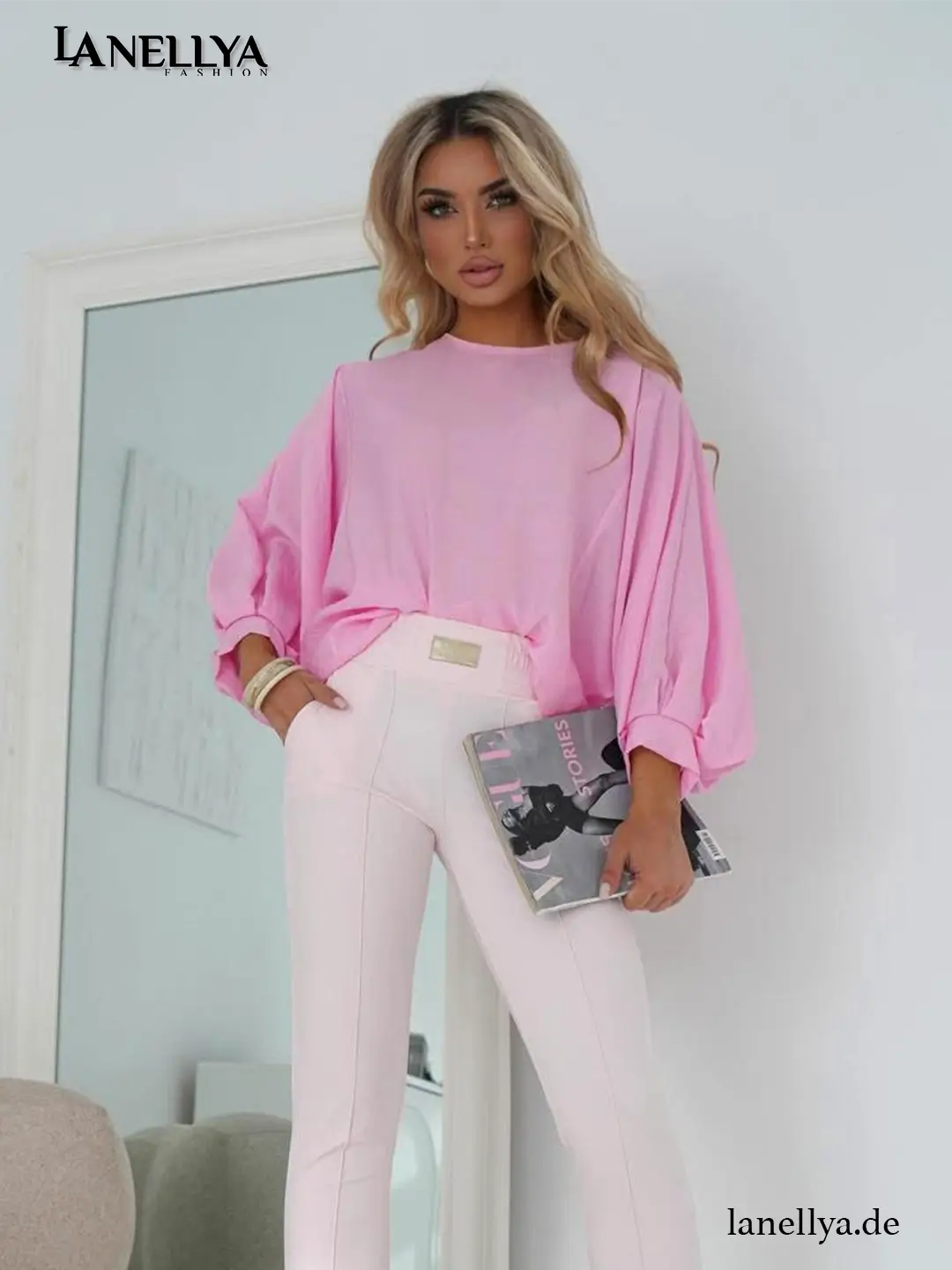 Damen Designer Shirt Pink La Blanche elegante Bluse