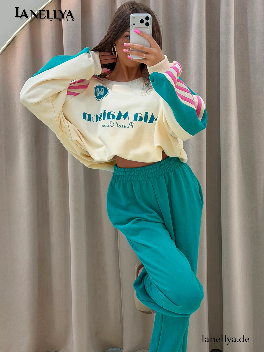 Mia Maison Damen Komplett Set – Sweatshirt & Hose im Cozy Look