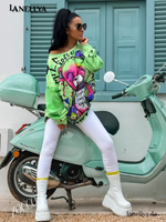 Damen Streetstyle Tunika Grün Zocco modernes Oversize Sweatshirt