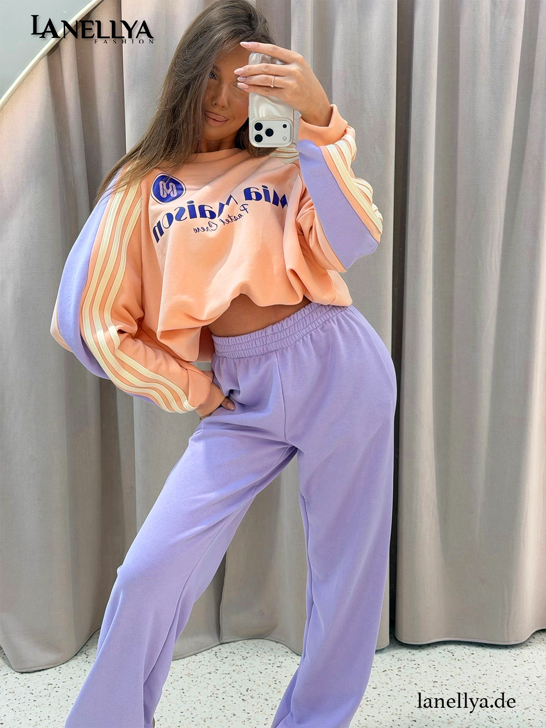 Mia Maison Damen Komplett Set – Pastell Sweatshirt & Hose