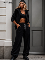 Damen 3-teiliges Set Schwarz Basari in Universalgröße M-L