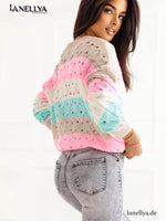 Damen Cardigan Streifen pastell weich und feminin