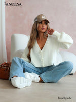 Damen Cardigan mit Knopfleiste in klassischem Weiß