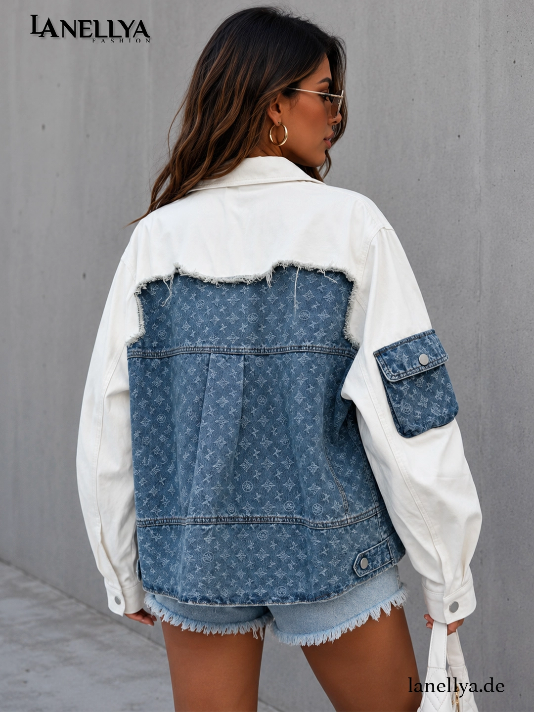 Damen Hemd Jacke Weiß Blau aus 100 Prozent Baumwolle von Gerber Fashion