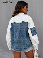 Damen Hemd Jacke Weiß Blau aus 100 Prozent Baumwolle von Gerber Fashion