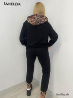 Damen Hoodie Set schwarz bequem für Alltag City und Travel