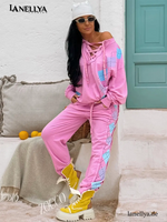 Damen Jogginganzug Set Rosa Streetstyle Zocco