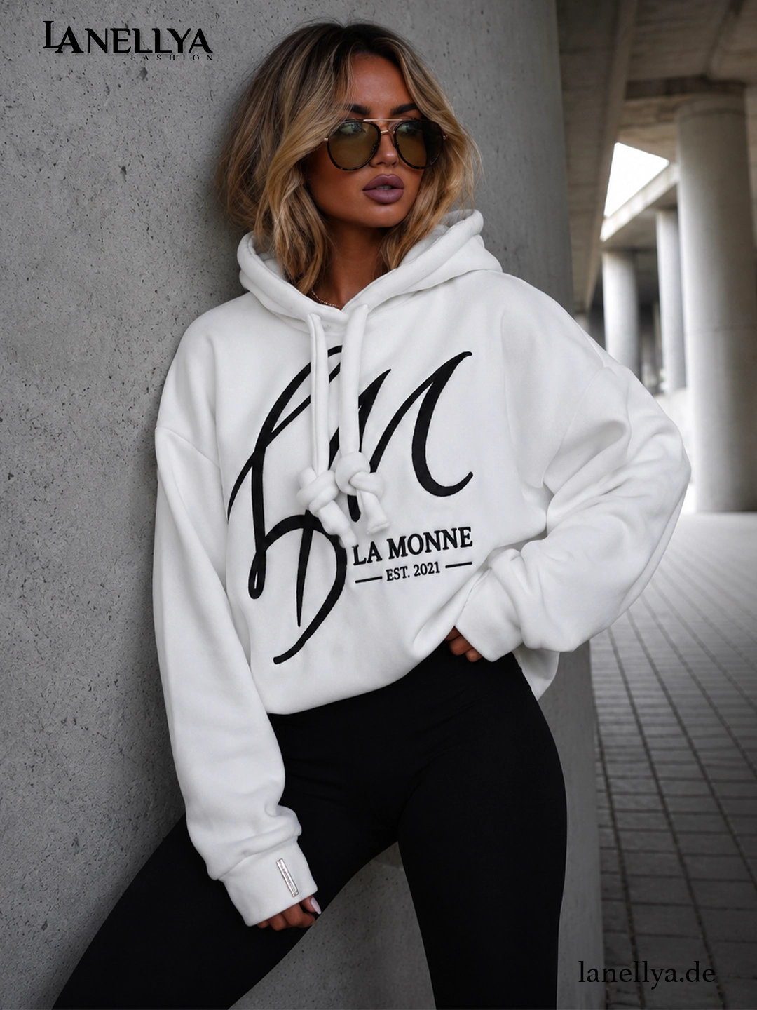 Damen Kapuzen Sweatshirt Weiß La Monne EST 2021