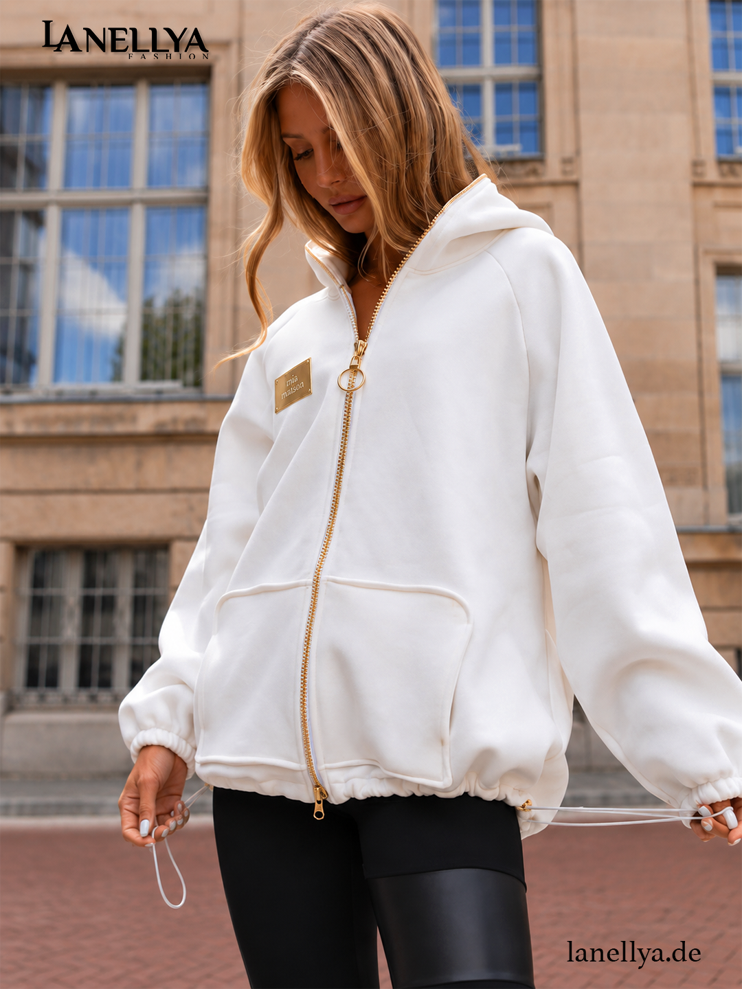Damen Kapuzenjacke Weiß Mia Maison Oversize M–XXL