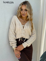 Damen Strickpullover Beige für Alltag und Winter