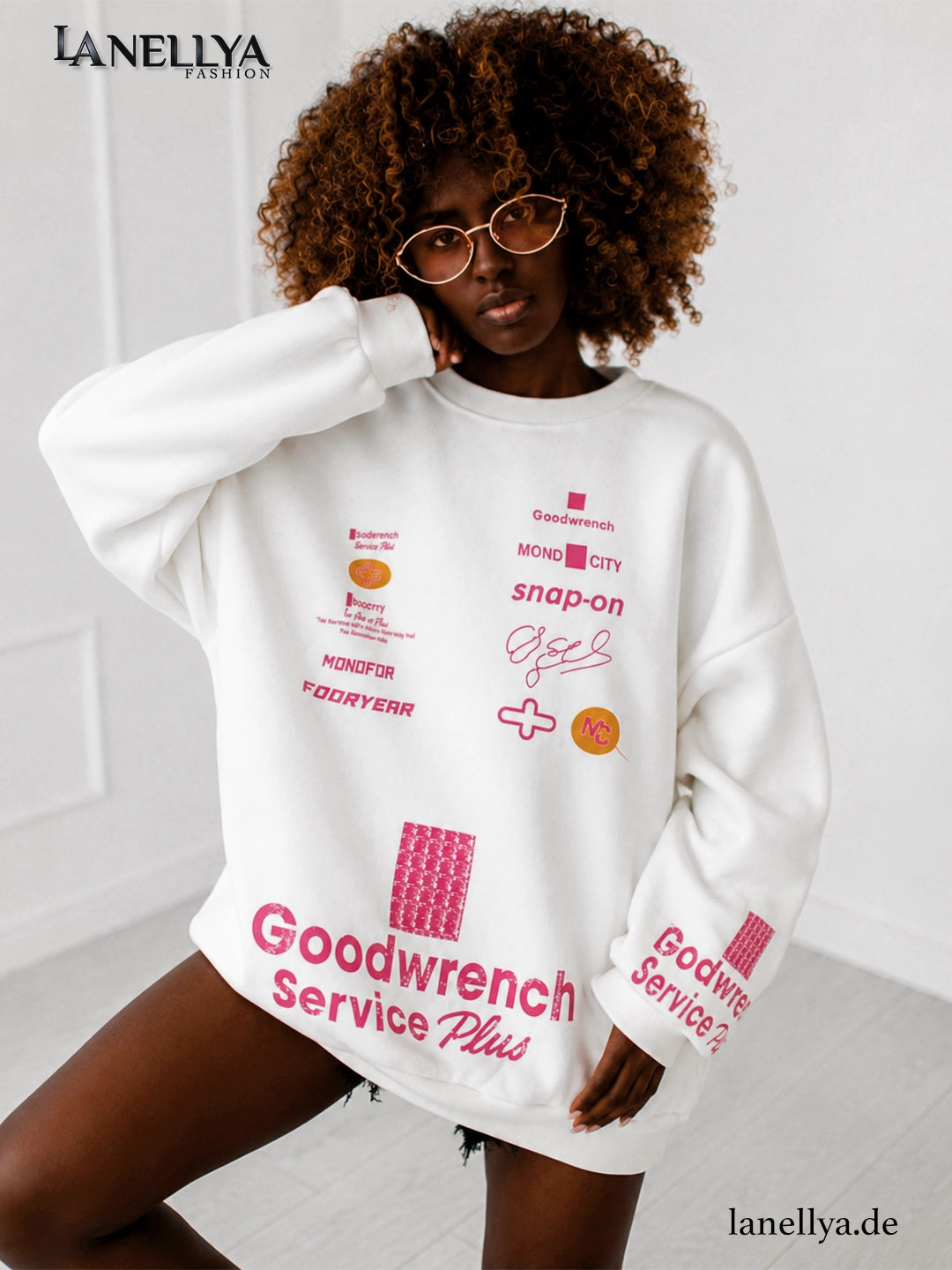 Damen Sweatshirt Weiß Pink für Streetstyle Freizeit und City Looks