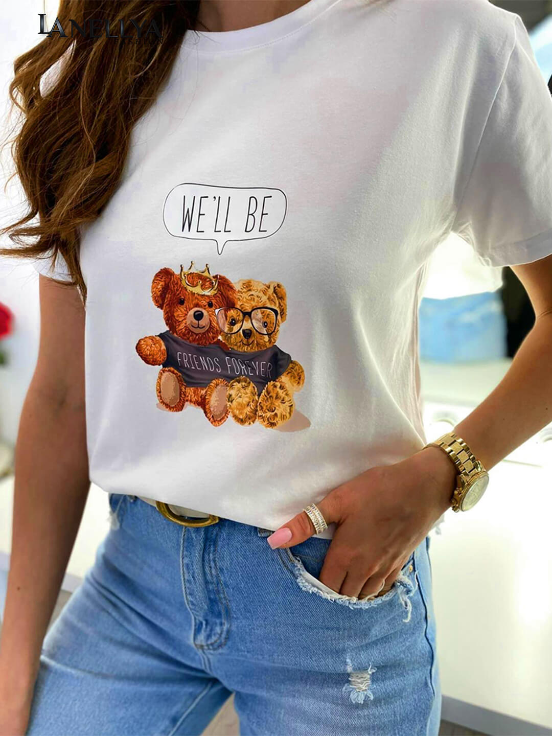 Damen T Shirt Weiß modern und bequem