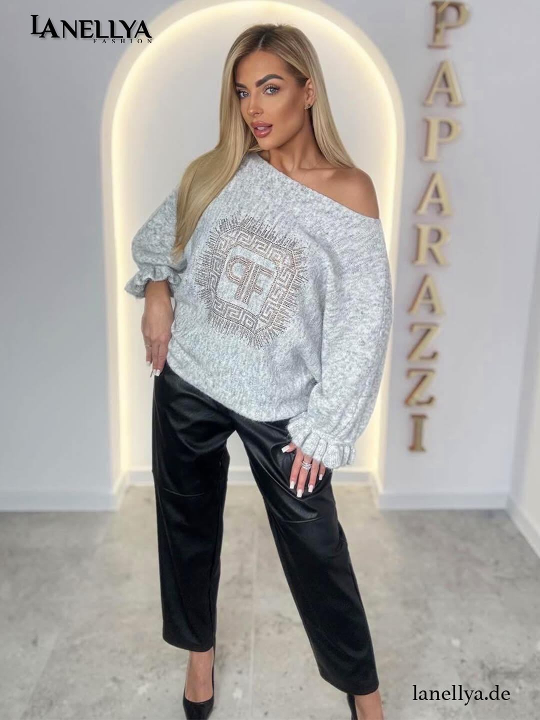 Damenpullover Grau Casual Fashion Look