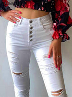 Daysie Damen Jeans Weiß High Waist Destroyed