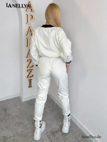 Designer Damen Komplett Set Paparazzi Freizeitanzug Weiß