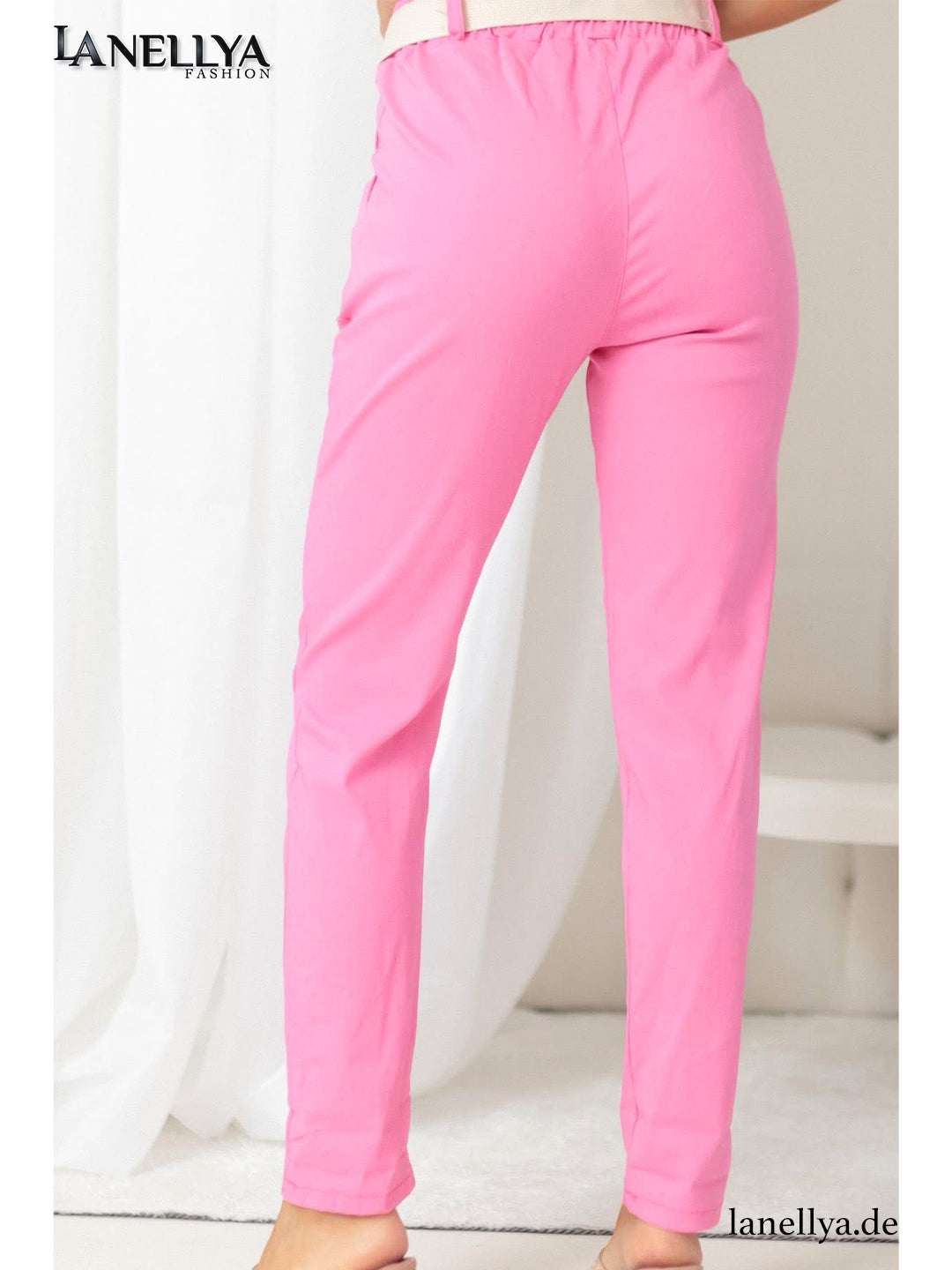 Elegante Damen Stoffhose Pink High Waist Fashion House