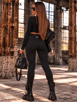 Elegante schwarze Damen Leggings von La Monne aus Viskosemischung – High Waist mit schmalem Bein