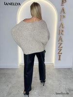 Eleganter Damenpullover Beige One Shoulder