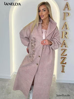 Eleganter Paparazzi Mantel Damen in Altrosa Vorderansicht