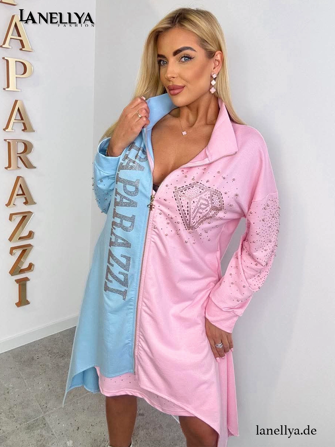 Elegantes Damen Set mit Kleid und Cardigan in Rosa