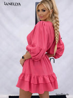 Elegantes Damen Kleid mit Ballonärmeln pink