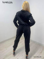 Elegantes Damen Samt Outfit Schwarz Paparazzi