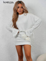 Elegantes Damen Set Weiß mit Bluse und Minirock Ola Bianka