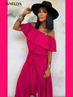 Elegantes Off-Shoulder Kleid von Lola Bianka in Fuchsia
