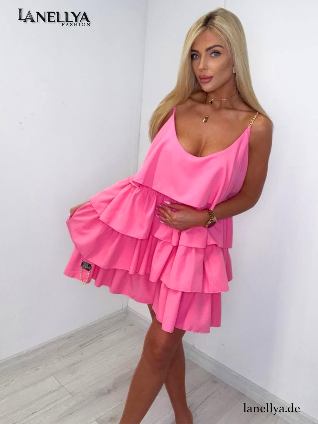 Elegantes Paparazzi Sommerkleid Pink mit Volants
