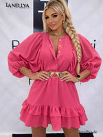 Feminines Volantkleid Damen pink Agatha