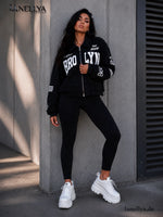 Gerber Fashion Damen Übergangsjacke Schwarz mit großem Rückenprint