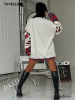 Graues Damen Oversize Sweatshirt Zocco Streetstyle Look